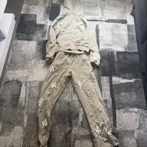 Casual Beige men Track Pants & Hoodie Set